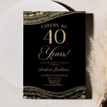 Invitación Elegante Fiesta del 40 aniversario de la Black Gol<br><div class="desc">¡Esta es una elegante invitación a la fiesta de cumpleaños 40 de la Black Gold Agate!</div>