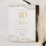 Invitación Elegante Fiesta del 40 aniversario de la White Gol<br><div class="desc">¡Esta es una elegante invitación a la fiesta de cumpleaños 40 de la White Gold Agate!</div>