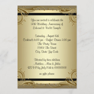 Invitación Elegante Fiesta del 50° Aniversario del Oro Boda