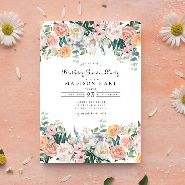 Invitación Elegante Fiesta del Aniversario Floral Peony Garde (Subido por el creador)