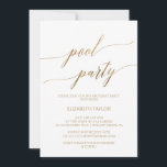 Invitación Elegante Fiesta del billar de caligrafía de oro Cu<br><div class="desc">Esta elegante tarjeta de fiesta para invitados de cumpleaños de la piscina de caligrafía dorada es perfecta para un evento sencillo. El diseño neutro cuenta con una tarjeta minimalista decorada con una romántica tipografía de Relieve metalizado de imitación de oro. Nota: Este diseño no tiene Relieve metalizado oro real. Es...</div>