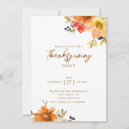 Invitación Elegante Fiesta del Día de Acción de Gracias de Fl