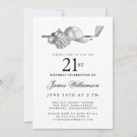 Elegante Fiesta del Golf Blanco Negro 21 de cumple