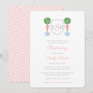 Invitación Elegante Fiesta del Monograma Boxwood Chica Christ