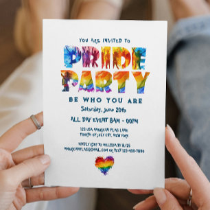 Invitación Elegante Fiesta del Orgullo de Letras de Color Arc