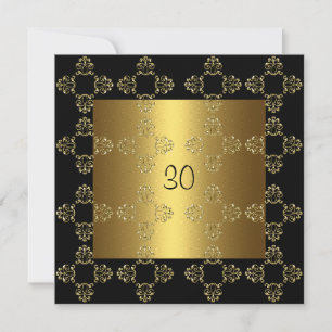 Invitación Elegante Fiesta del Oro Negro 30 cumpleaños