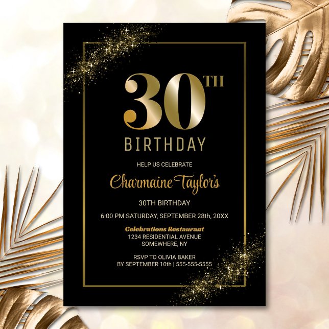 Invitación Elegante Fiesta del Oro Negro de 30 años (Subido por el creador)