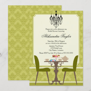 Invitación Elegante fiesta del té con Damasco y araña de luce
