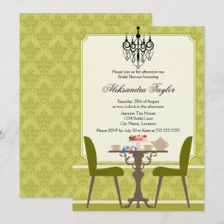 Invitación Elegante fiesta del té con Damasco y araña de luce