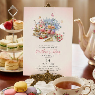 Invitación Elegante fiesta del té floral brunch del día de la