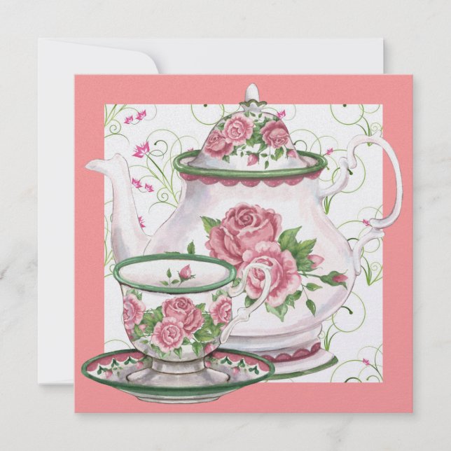 Invitación Elegante fiesta del té - SRF (Anverso)