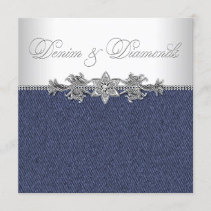 Invitación Elegante Fiesta Denim y Diamonds