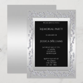 Invitación Elegante Fiesta en memoria de diamantes plateados