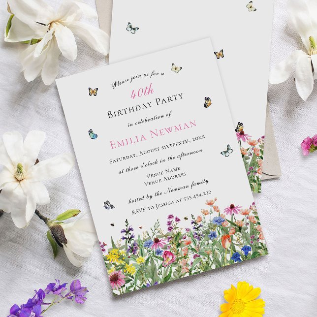 Invitación Elegante Fiesta Floral 40 de cumpleaños (Subido por el creador)
