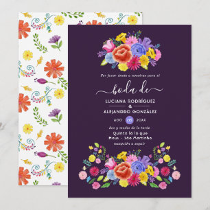 Invitación Elegante Fiesta Floral de Acuarela Boda Española