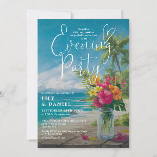 Invitación Elegante fiesta floral de la playa del océano trop