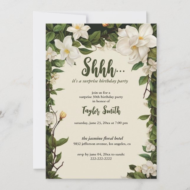 Invitación Elegante Fiesta Floral Surprise (Anverso)