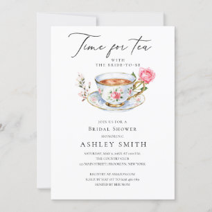 Invitación Elegante Fiesta Floral Tea Bridal Shower