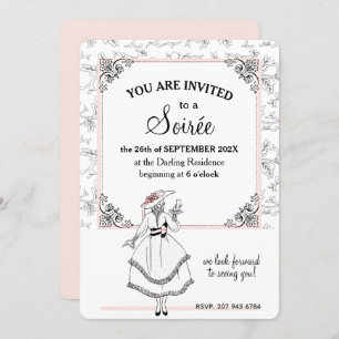 Invitación Elegante Fiesta floral vintage francés Soirée colo