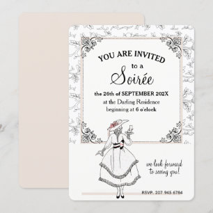 Invitación Elegante fiesta floral vintage francesa neutral