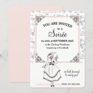 Invitación Elegante fiesta floral vintage francesa soirée ros