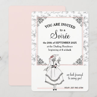 Invitación Elegante fiesta floral vintage francesa soirée ros