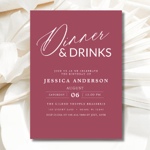 Invitación Elegante Fiesta formal de cena rosa malva
