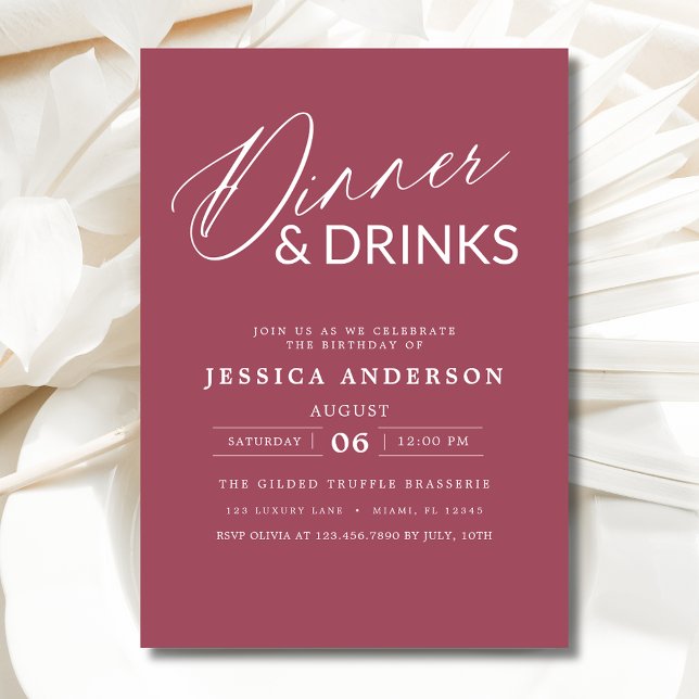 Invitación Elegante Fiesta formal de cena rosa malva (Subido por el creador)