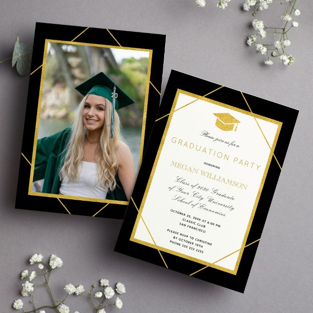 Invitación Elegante fiesta formal de graduación de gorras de  (Subido por el creador)