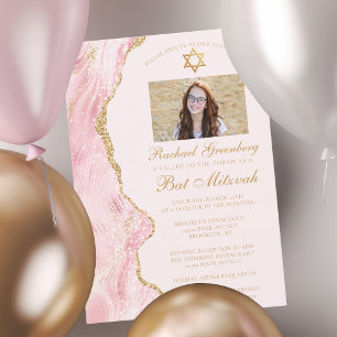 Invitación Elegante Fiesta fotográfico Bat Mitzvah