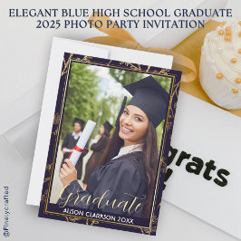 Invitación Elegante Fiesta fotográfico de grado de secundaria