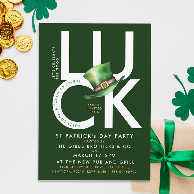 Invitación Elegante Fiesta Gorra de St Patrick Leprechaun (Subido por el creador)