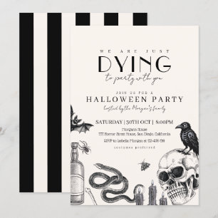 Invitación Elegante fiesta gótica de Halloween con cráneos