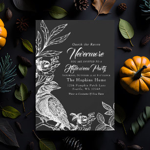 Invitación Elegante fiesta gótica de Halloween del Nevermore 