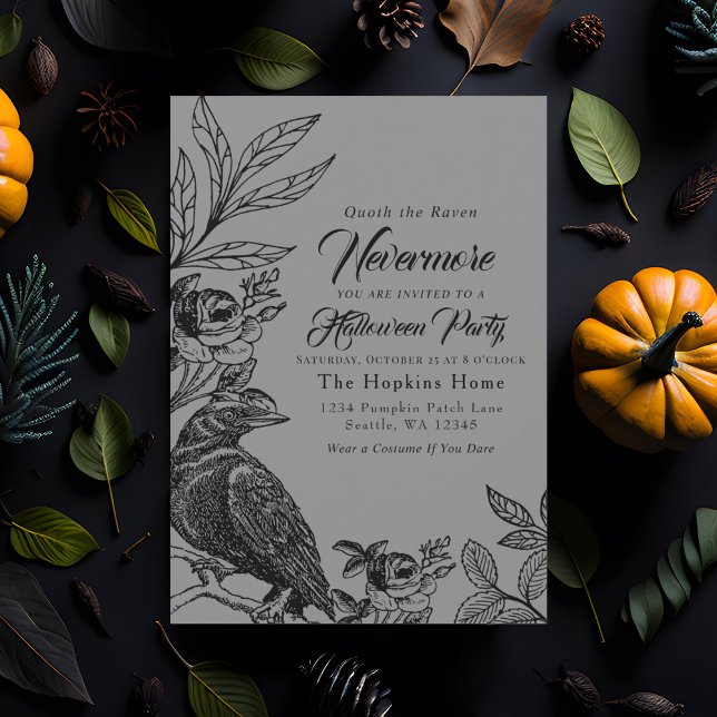Invitación Elegante fiesta gótica de Halloween del Nevermore  (Subido por el creador)