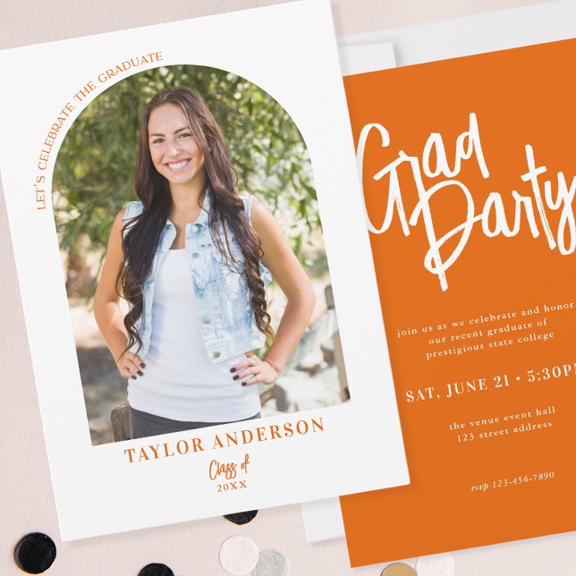 Invitación Elegante Fiesta Grad de Naranja de imágenes de est (Subido por el creador)