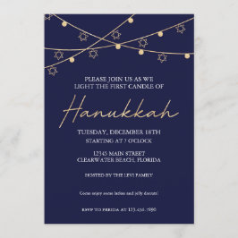 Invitación Elegante Fiesta Hanukkah de la Marina y la Luz de 