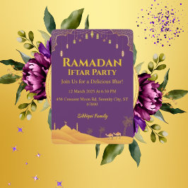 Invitación Elegante Fiesta Iftar De Oro Y Morado De Ramadán