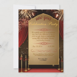 Invitación Elegante fiesta invitado de Año Nuevo de Golden Ga