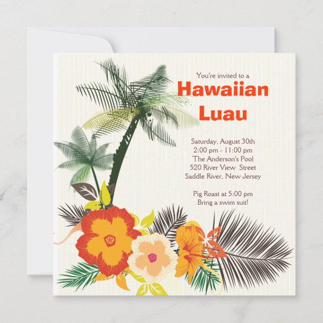 Invitación Elegante Fiesta luau hawaiano de bebidas tropicale (Anverso)