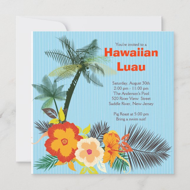 Invitación Elegante Fiesta luau hawaiano de bebidas tropicale (Anverso)