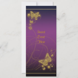 Invitación Elegante fiesta mariposa dorada violeta floral