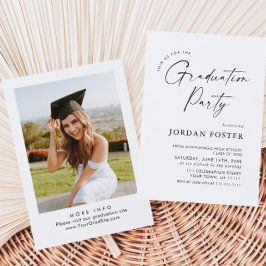 Invitación Elegante fiesta Minimalista de graduación de una f