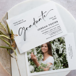 Invitación Elegante fiesta Minimalista de graduación de una f