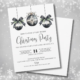 Invitación Elegante Fiesta Minimalista de Navidades blancos n