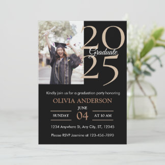 Invitación Elegante fiesta moderna de graduación de fotos