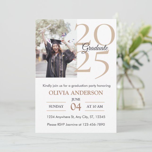 Invitación Elegante fiesta moderna de graduación de fotos (Anverso de pie)