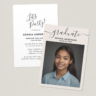 Invitación Elegante fiesta moderna de graduación de fotos con