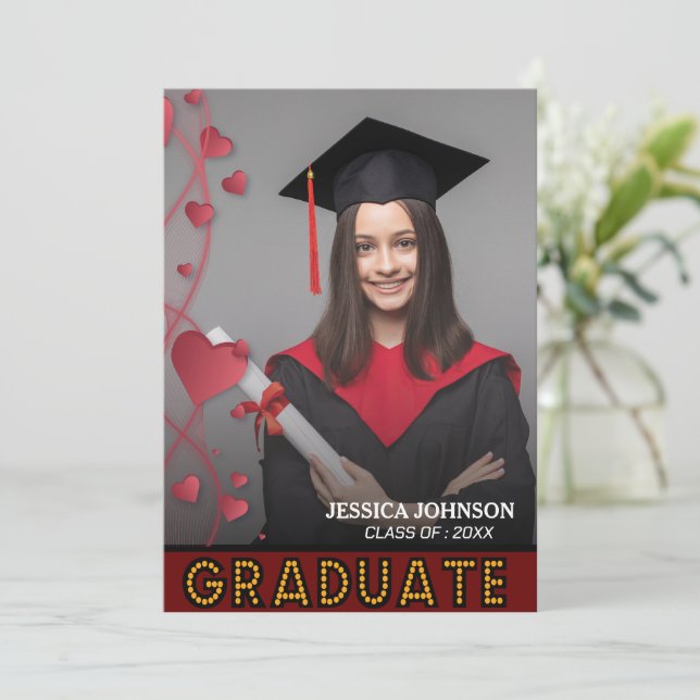Invitación Elegante fiesta moderna de graduación de fotos con (Anverso de pie)