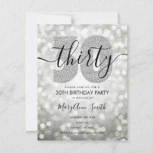 Invitación Elegante Fiesta moderno plateado 30 cumpleaños